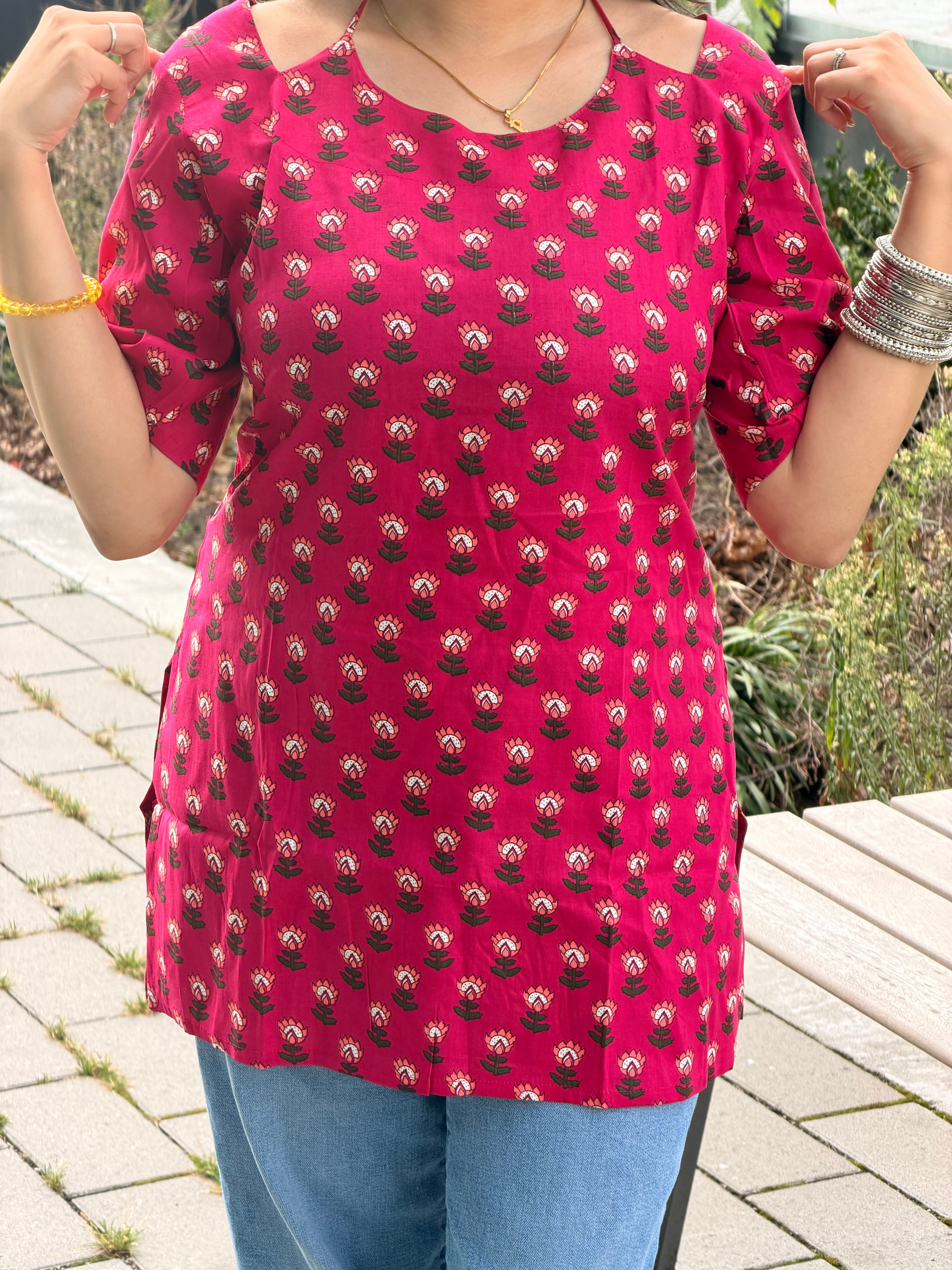 Pink blossom Kurti ￼