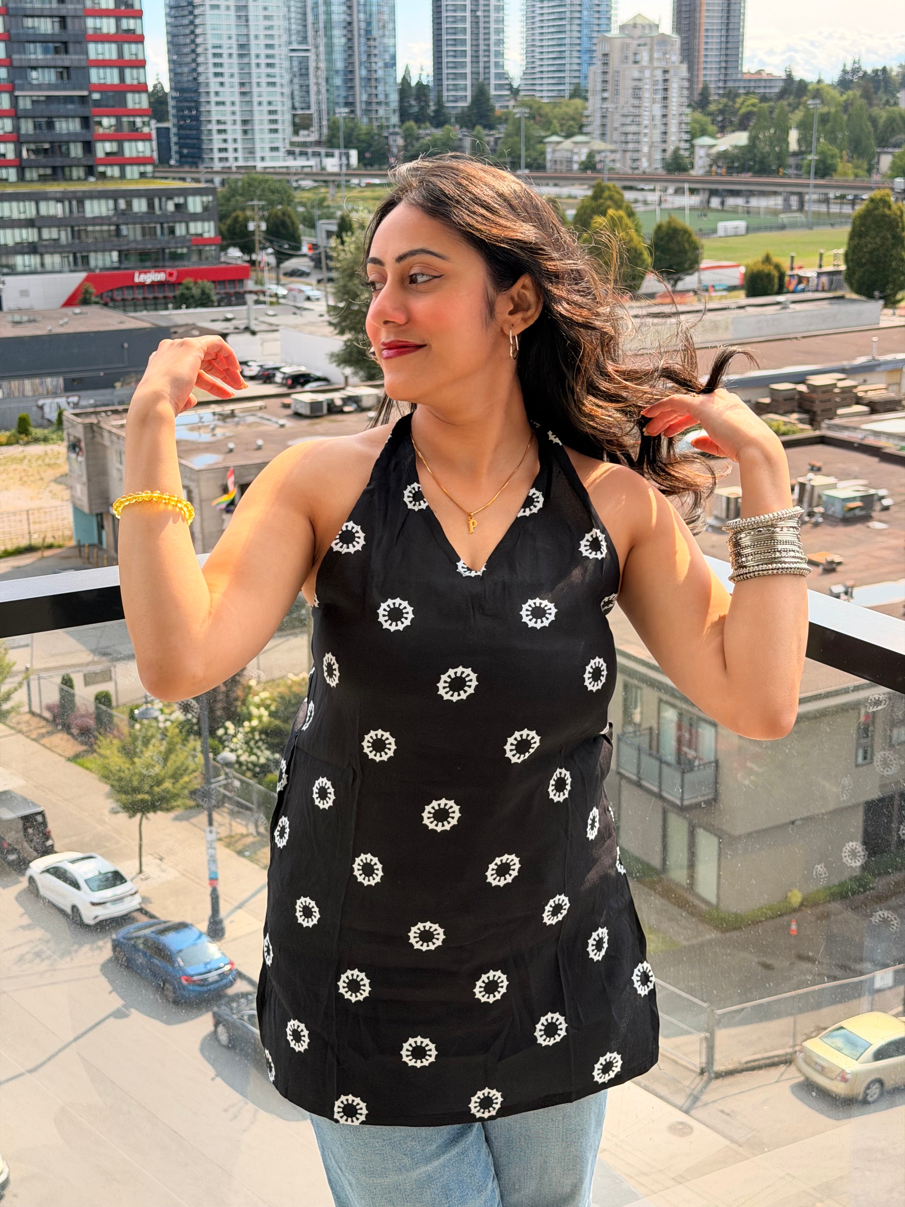 Halter neck Kurti black