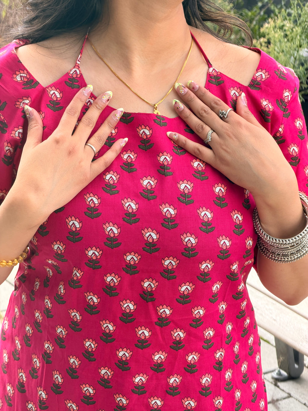 Pink blossom Kurti ￼